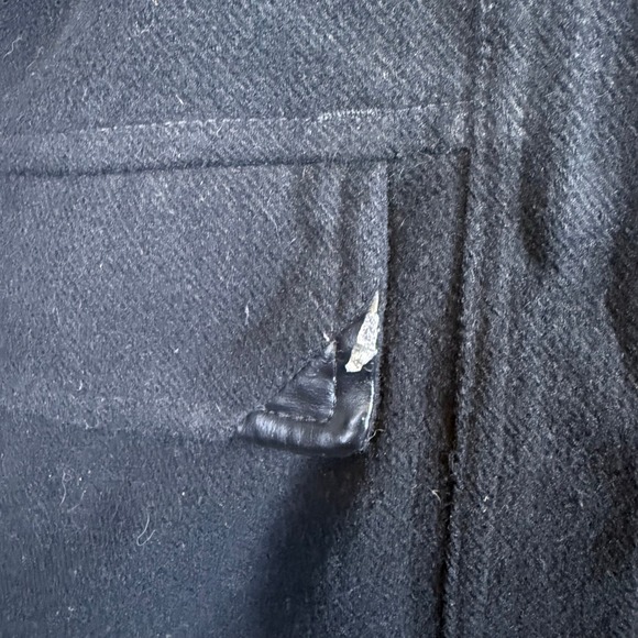 Y2K Hurley Black Faux Fur Trimmed Jacket Coat Faux Leather Patches Women's Small - Picture 4 of 11